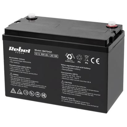Acumulator staționar AGM VRLA Rebel 12V 100Ah pentru UPS și sisteme solare
