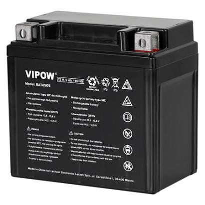 Acumulator moto Vipow 12V 5Ah, 70A pornire, terminal G3