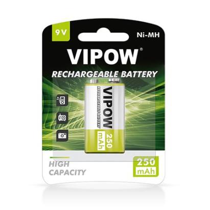 Acumulator reîncărcabil VIPOW 9V Ni-MH 250 mAh, blister 1 buc