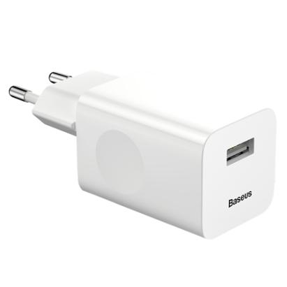 Încărcător de rețea Baseus QC 3.0 24W cu USB, alb, compact