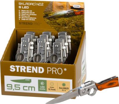Briceag pliabil Strend Pro XL121901 cu LED, 210 mm, inox, Sellbox 12 buc