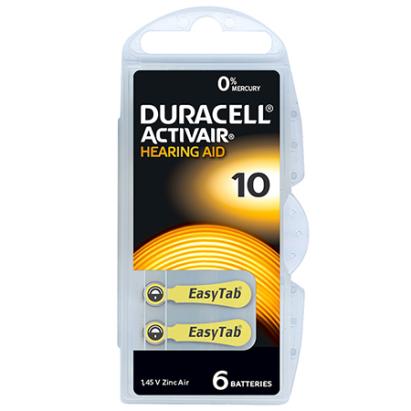 Baterii auditive Duracell Activair 10 (Zinc-Air), blister 6 bucati