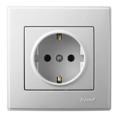 Priză Schuko simplă Lezard pentru montaj îngropat, alb