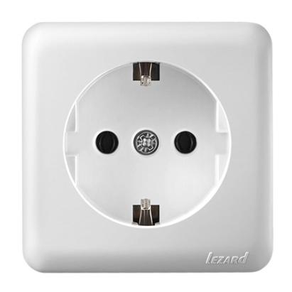 Priză simplă Schuko Lezard albă pentru montaj îngropat