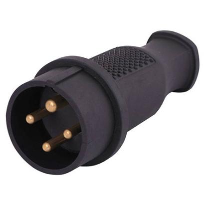 Ștecher trifazic 32A cauciucat, robust pentru uz industrial și șantier