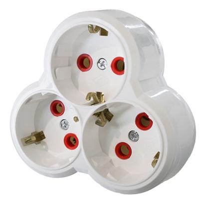 Triplu ștecher adaptor cu 3 prize, model compact pentru casă și birou