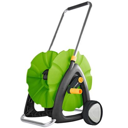 Tambur din aluminiu cu roti pentru furtun irigare 60 m, Fieldmann