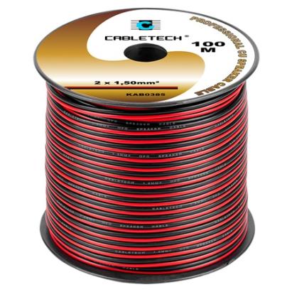 Cablu difuzor din cupru 2x1.5 mm rosu/negru, rola 100 m Cabletech