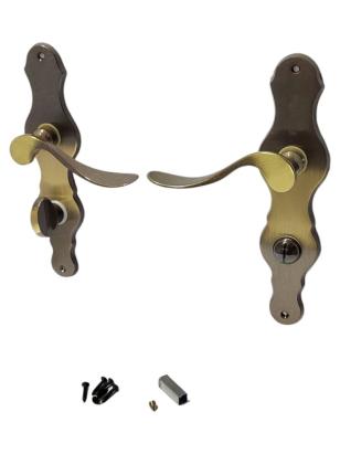 Set mâner ușă cu placă lungă și blocare WC, bronz antic LOEFFEL-L 08/072/06