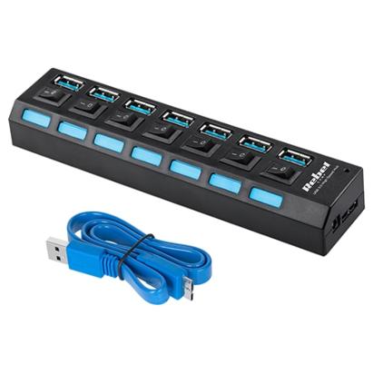 Hub USB 3.0 Rebel cu 7 porturi, Plug & Play, cablu inclus