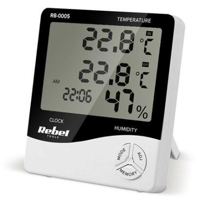 Stație meteo Rebel cu senzor exterior, umiditate și ceas cu alarmă