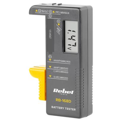 Tester baterii Rebel cu afișaj digital pentru AA/AAA/C/D/9V și buton