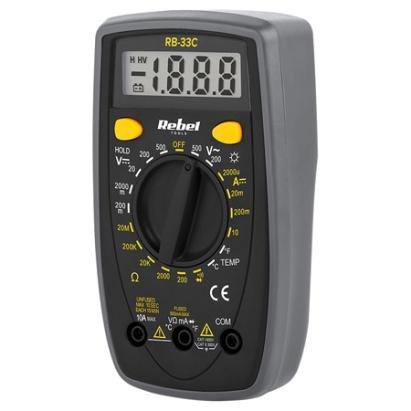 Multimetru digital universal Rebel RB-33C cu iluminare și termocuplă