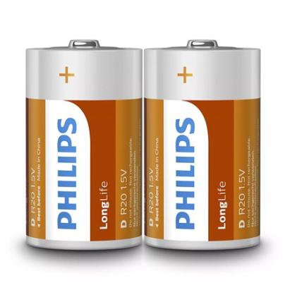 BATERIE LONGLIFE R20 D FOLIE  2 BUC PHILIPS