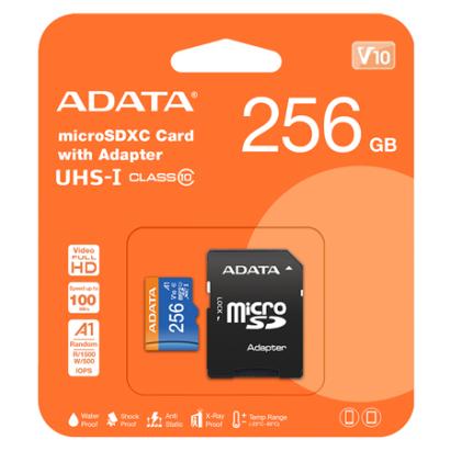 Card microSD Adata 256GB Class 10 UHS-I, A1, cu adaptor SD