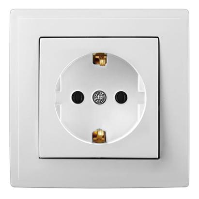Priză simplă ST cu împământare, montaj sub tencuială 16A/250V, alb
