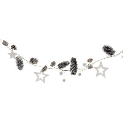 Ghirlandă decorativă albă Retlux cu 30 LED, lumină alb cald, pe baterii