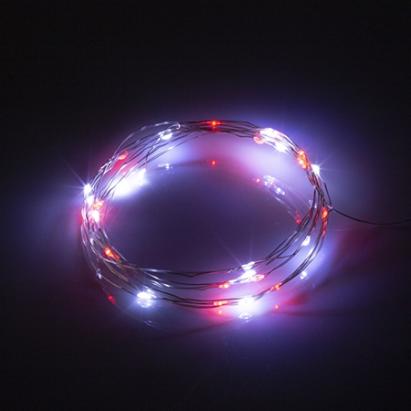 Șir luminos festiv nano Retlux cu 100 LED, roșu și alb rece, IP44, cu timer