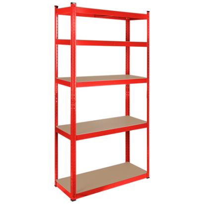 Raft metalic Rebel cu 5 polite MDF, 750 kg, 180x90x40 cm, rosu