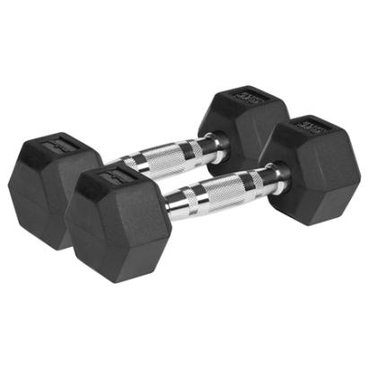 Set gantere hexagonale cauciucate 2x3 kg din fontă, Rebel Activ