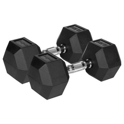Set gantere hexagonale cauciucate Rebel, 2 x 12,5 kg, din fontă