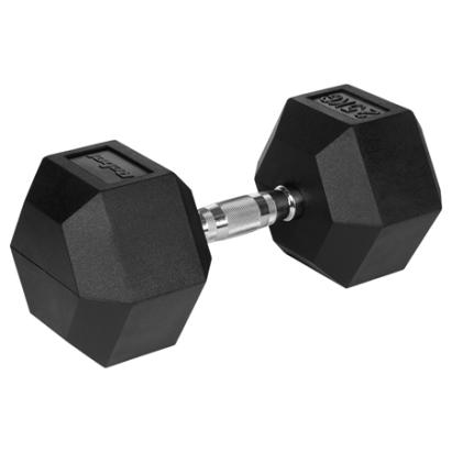 Gantera hex 25 kg din fontă, cauciucată, Rebel Active – pentru antrenamente acasă