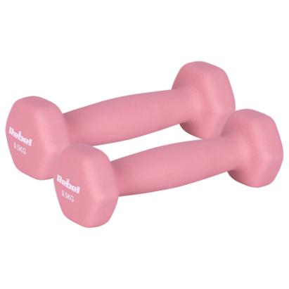 Set 2 gantere hexagonale din fontă cu neopren, 0,5 kg fiecare, Rebel
