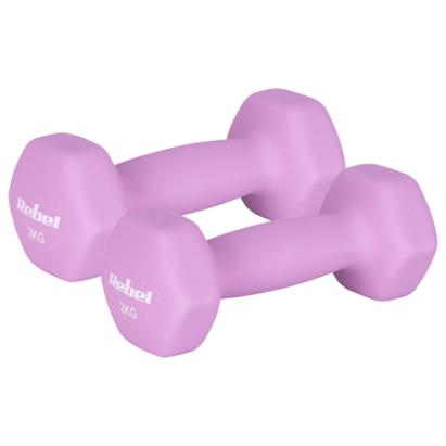 Set gantere hexagonale 2x2 kg din fontă, înveliș neopren Rebel Active