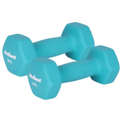 Set gantere hexagonale 2x3 kg din fonta, cu invelis neopren Rebel Active