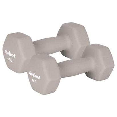 Set 2 gantere hexagonale 4 kg din fontă cu neopren Rebel Active