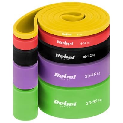 Set 5 benzi elastice TPE Power Band Rebel Active 4–55 kg, 208 cm