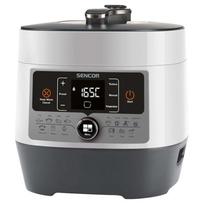 Multicooker Sencor 1000W cu presiune, 14 programe și vas 5,5 L antiaderent