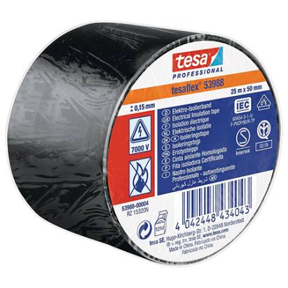Bandă izolatoare Tesa neagră 50 mm x 25 m pentru izolații electrice