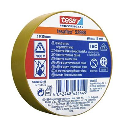 Set 10x bandă izolatoare Tesa Tesaflex galbenă 20 m pentru izolații electrice