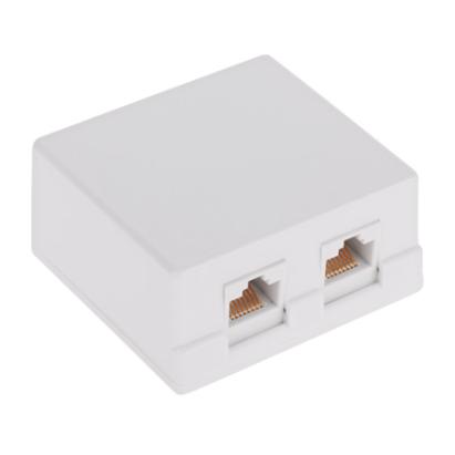 Priză dublă UTP Cat 5 pentru rețea Ethernet, montaj aparent, albă