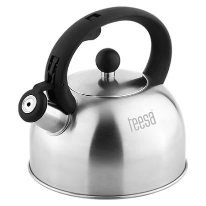 Ceainic cu fluier Teesa din oțel inoxidabil, 2L, mâner rece