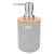 Set 6 accesorii pentru baie Teesa, gri cu bambus, dozator 330 ml, coș 6 L
