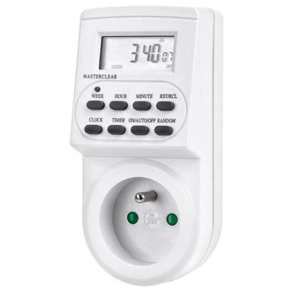 Priză cu temporizator digital programabil, 2300W, afișaj LCD