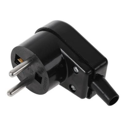 Ștecher Schuko 90° WT-20S negru pentru cablu, compact și sigur