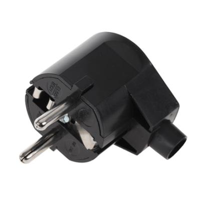 Ștecher Schuko 90° WT-20 negru, unghi drept, pentru cabluri și prelungitoare