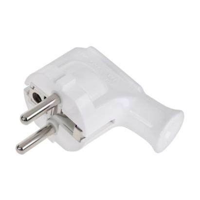 Ștecher Schuko 90° WT-35 alb, compact pentru prize și prelungitoare
