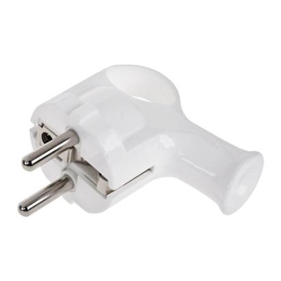 Ștecher Schuko 90° alb WT-40, pentru conectare în spații înguste
