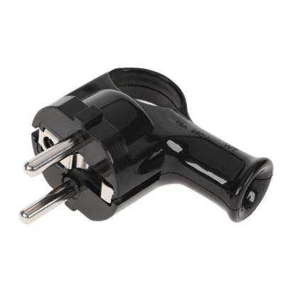 Ștecher Schuko WT-40 negru, unghi 90° pentru conectare compactă