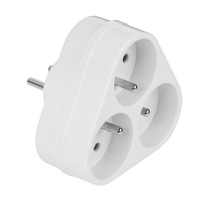 Splitter priză 3 ieșiri Rebel, alb, adaptor rețea compact pentru casă și birou
