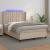 Pat cu arcuri, cu saltea și LED cappuccino 140x190 cm piele eco GartenMobel Dekor