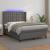 Pat cu arcuri, saltea și LED, gri, 140x200 cm, piele eco GartenMobel Dekor