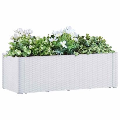 Strat înălțat grădină cu sistem auto-udare, alb, 100x43x33 cm GartenMobel Dekor