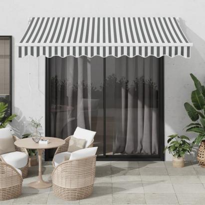 Copertină retractabilă antracit/alb, 3x2,5 m, textil/aluminiu GartenMobel Dekor