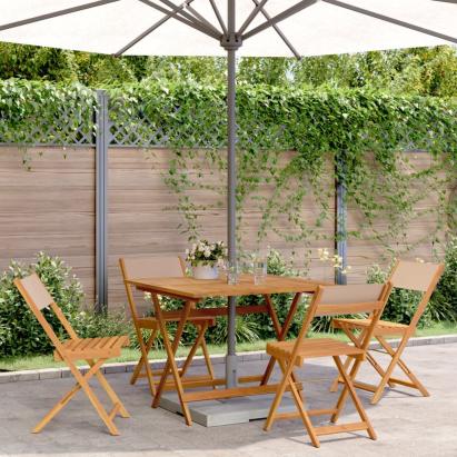 Set mobilier de grădină 5 piese textil taupe/lemn masiv GartenMobel Dekor