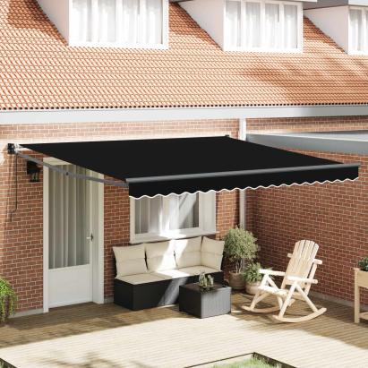 Cortina Retractabilă Negru 400 × 300 cm Poliester și Aluminiu GartenMobel Dekor